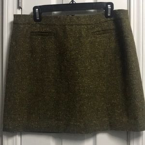 LOFT olive green wool blend tweed mini-skirt